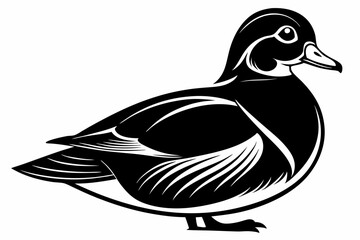 wood duck line art silhouette vector illustration