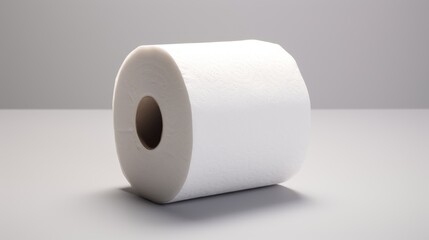 roll of toilet paper on clean blue background