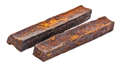 Two rusty metal bars isolated on transparent background