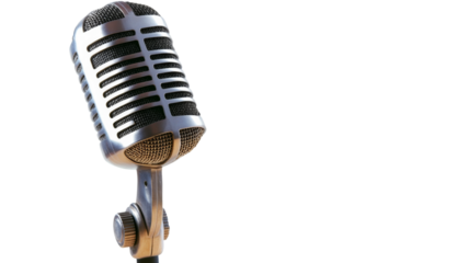 Vintage microphone on transparent background ready for recording