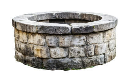 Old stone well preserving history with transparent background