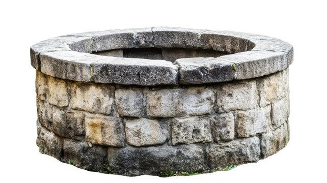 Old stone well preserving history with transparent background