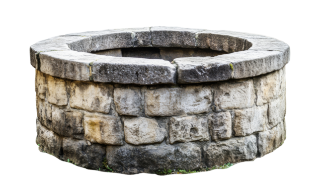 Old stone well preserving history with transparent background