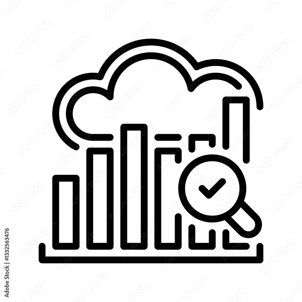 Aufkleber cloud data analysis line icon. linear style sign for mobile concept and web design. outline vector i
