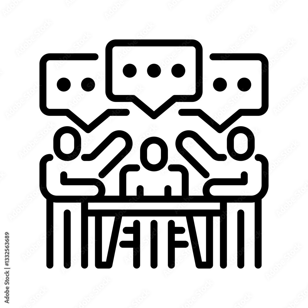 Poster focus group discussion line icon. linear style sign for mobile concept and web design. outline vecto