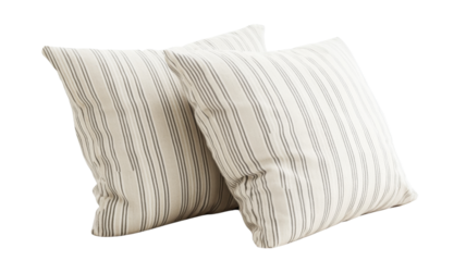 Two striped cushions resting on transparent background
