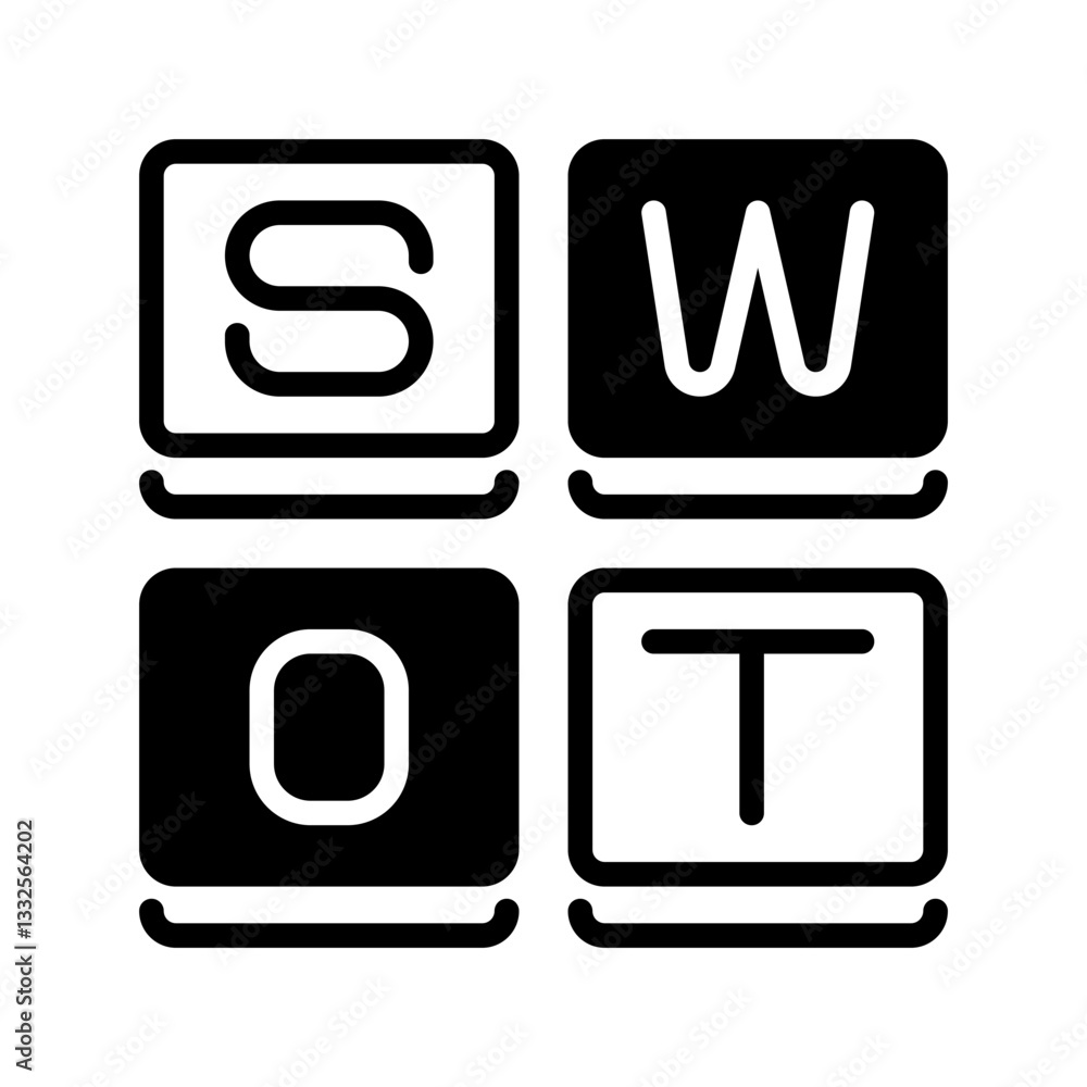 Poster swot analysis line icon. linear style sign for mobile concept and web design. outline vector icon. s
