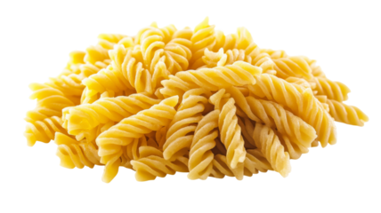 Pile of rotini pasta isolated on transparent background