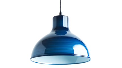 Modern blue hanging lamp isolated on transparent background