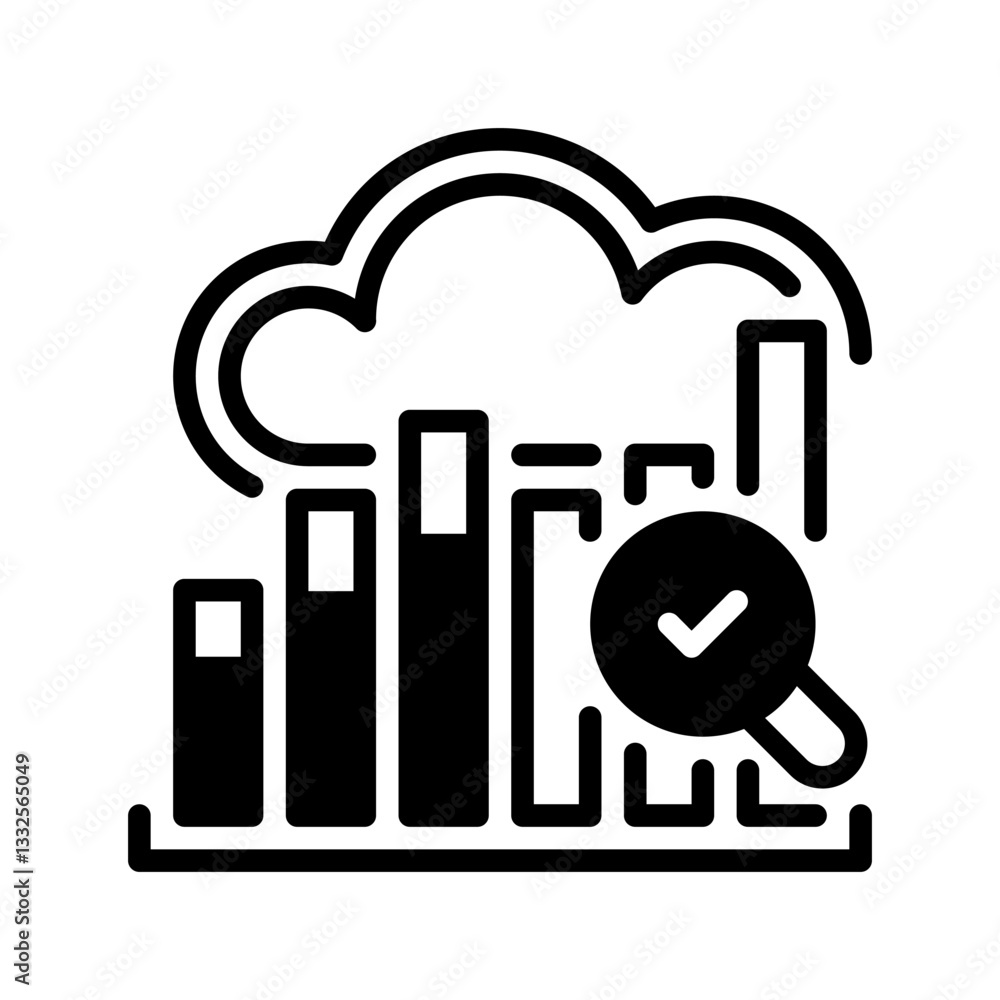 Poster cloud data analysis line icon. linear style sign for mobile concept and web design. outline vector i