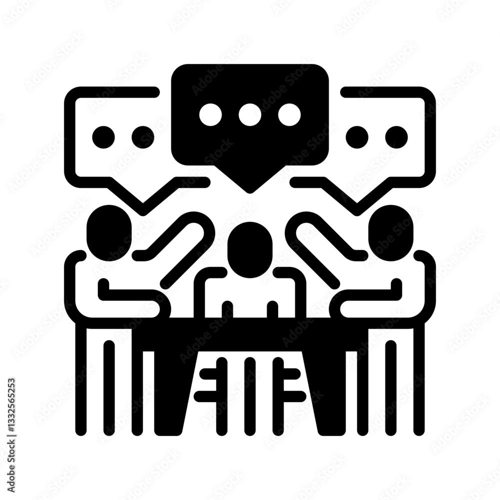 Poster focus group discussion line icon. linear style sign for mobile concept and web design. outline vecto