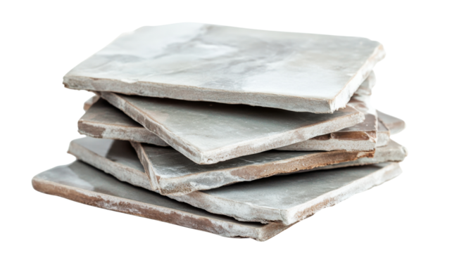 Stack of ceramic tiles with transparent background for easy integration