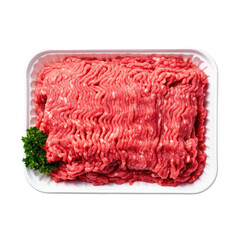 Packaged minced meat on transparent background
