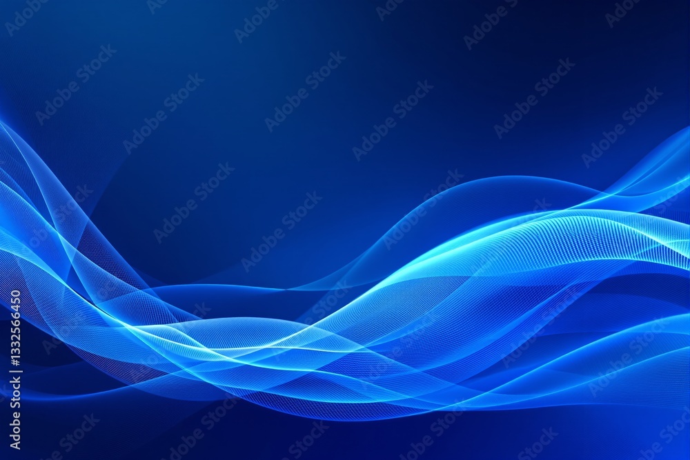 Poster abstract blue wave design on a gradient background.