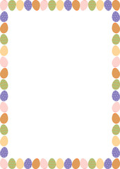 Colorful Easter eggs empty frame. Easter egg hunt template with empty space for your text