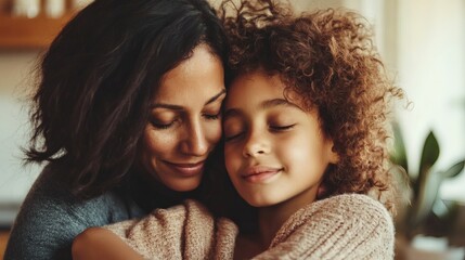 Obraz premium A mother and daughter sharing a tender affectionate embrace together