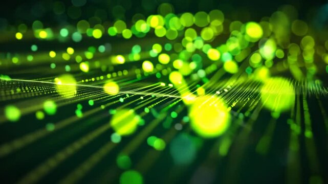 Digitale Matrix mit gr&uuml;nen Lichtern und Zahlenreihen