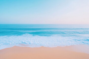 Obraz premium drone shot of ocean waves gently rolling onto shore viewed from high perspective symbolizing peace and clarity