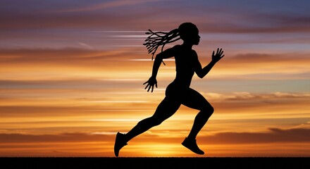 A Woman Running at Dusk with Speed ​​and Energy Effects