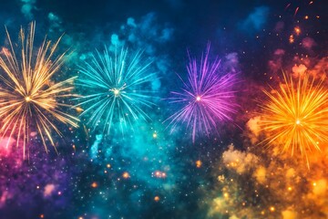 Naklejka premium Colorful Fireworks Festival Background2