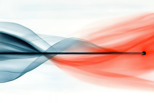 Abstract airflow simulation with red and blue fluid waves