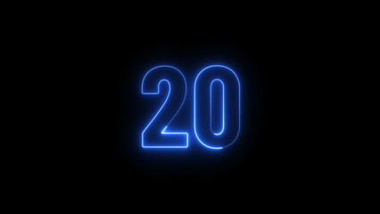 Abstract glowing neon business 20 number concept illustration background.