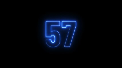 Obraz premium Abstract glowing neon business 57 number concept illustration background.
