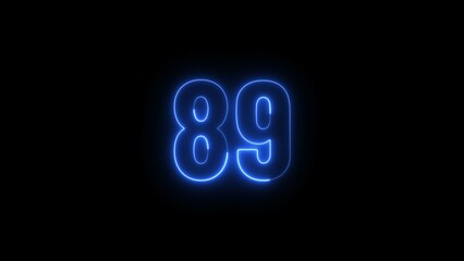 Abstract glowing neon business 89 number concept illustration background.