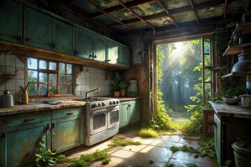 Abandoned Kitchen Urban Exploration Photography - Decaying Interior, Grunge, Rusty, Dark, Vintage, Old, Interior Design,  Industrial,  Post-Apocalyptic,  Urban Decay,  Ruins,  Forgotten Place