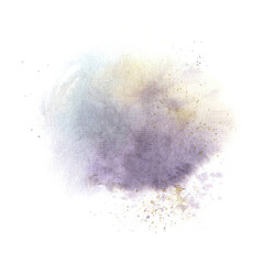 Abstract watercolor background. Stain of dusty purple ink, paint isolated on white. Colorful cloud for text in unsaturated gamma.