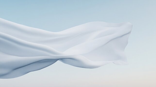 pristine white flag billows gently against clear open sky dedicating ample copy space for ideas