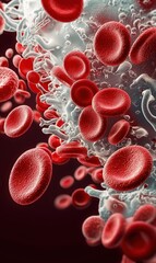 Fototapeta premium Microscopic view revealing red blood cells circulating in the human circulatory system
