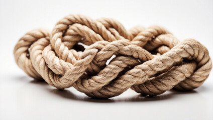 A Strong Rope Knot Isolated on a Bright White Background