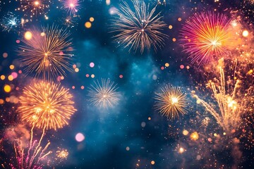 Colorful Fireworks Night Celebration Background2