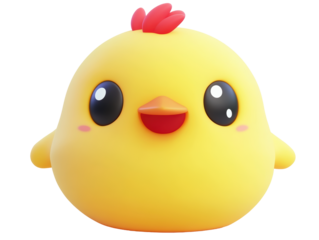 Isolated Cheerful Yellow Chick with Rosy Cheeks