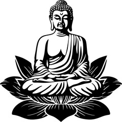 illustration buddha with lotus vector