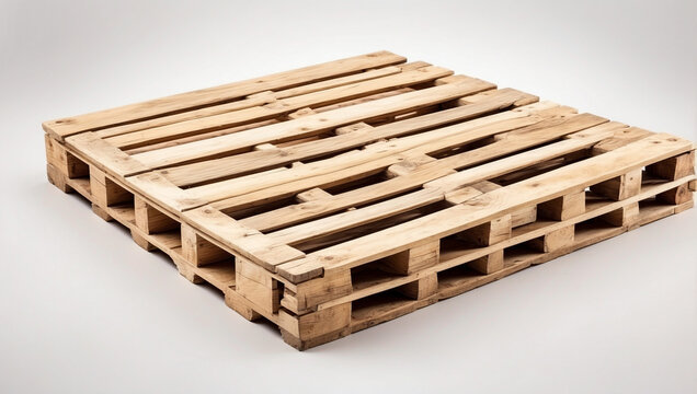 A Sturdy Wooden Pallet Isolated on a Clean Background for Versatile Use