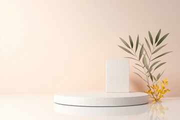minimalist 3d illustration showcasing futuristic eco-friendly product packaging in geometric design set against neutral