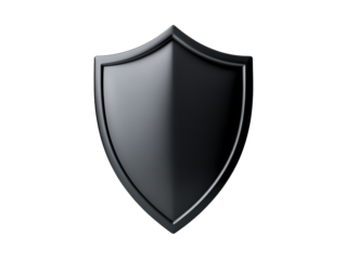 Isolated Glossy Black Shield with Reflective Surface