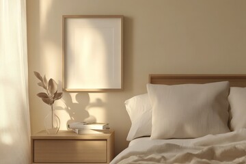 Minimalist Bedroom Mockup for Displaying Artwork and Photography in Interior Design Projects