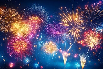 Colorful Fireworks Night Sky Background29