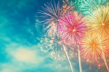 Colorful Fireworks Night Sky Background32