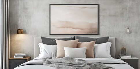 Modern Bedroom Interior Mockup for Interior Designers and Advertisers to display Art