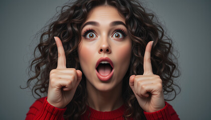 Portrait of a young woman She has a radiant joyful expression mouth wide open in a smile eyes sparkling with happiness