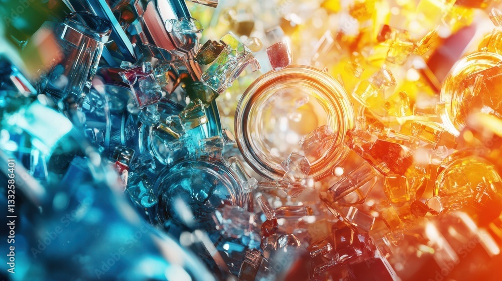 Poster recycling technology visualization digital art circular process colorful background abstract design 