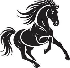 Horse running vector black and white