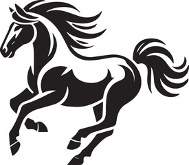 Horse running vector black and white