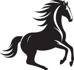 Horse running vector black and white