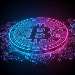 Fototapeta premium Bitcoin & Crypto Ecosystem 3D Render: Decentralized Network, Finance & Digital Transactions