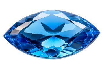 Shiny sapphire gemstone in a square cut, luxury crystal, cut out transparent
